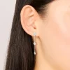 Silver Cubic Zirconia Mini Floral Drop Earrings