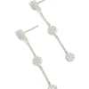 Silver Cubic Zirconia Mini Floral Drop Earrings