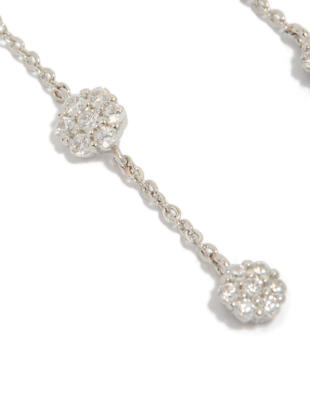 Silver Cubic Zirconia Mini Floral Drop Earrings