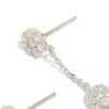 Silver Cubic Zirconia Mini Floral Drop Earrings