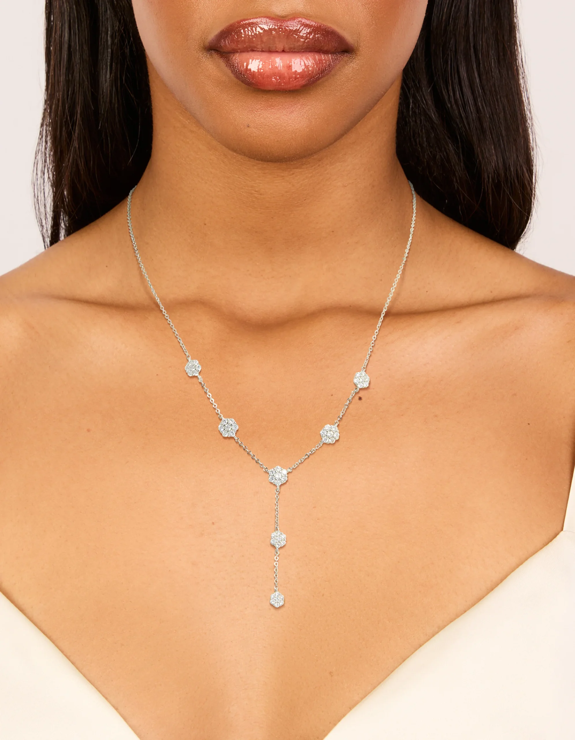 605-silver-cubic-zirconia-mini-floral-y-necklace-1.webp Silver Cubic Zirconia Mini Floral Y Necklace