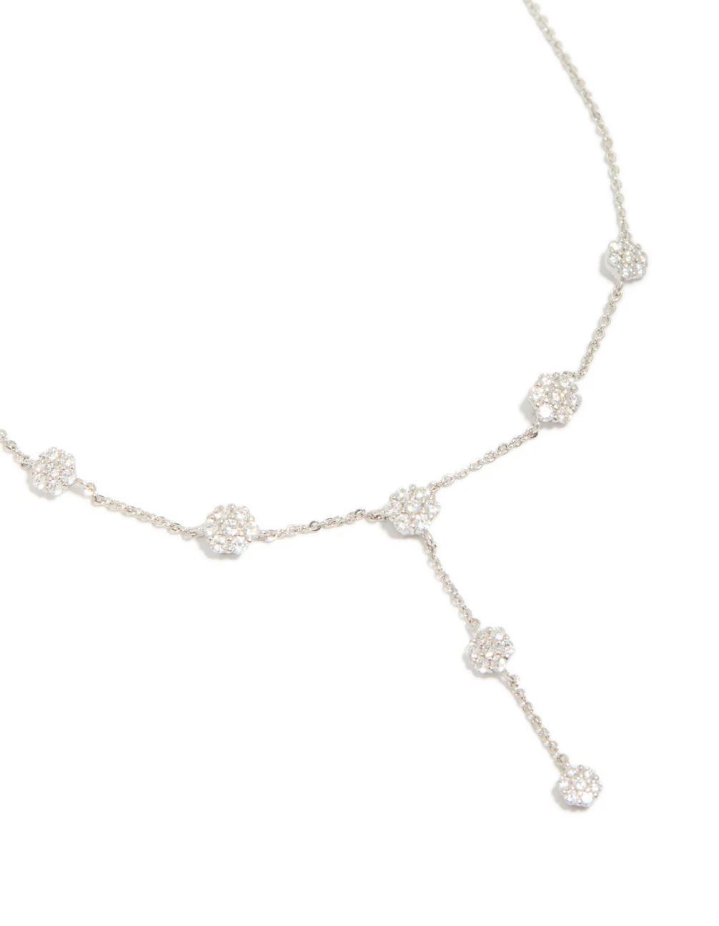 605-silver-cubic-zirconia-mini-floral-y-necklace-2.webp Silver Cubic Zirconia Mini Floral Y Necklace