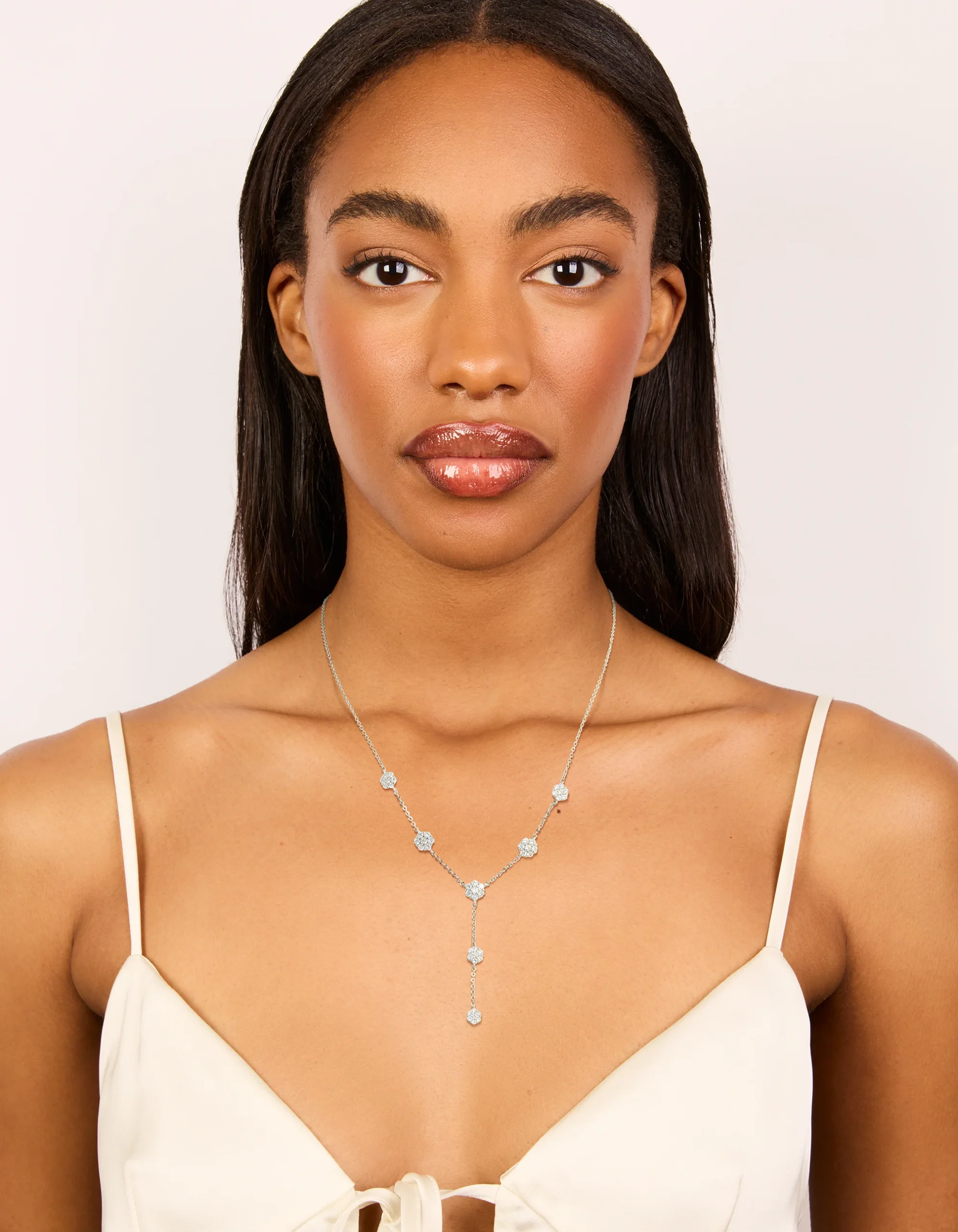 605-silver-cubic-zirconia-mini-floral-y-necklace-3.webp Silver Cubic Zirconia Mini Floral Y Necklace