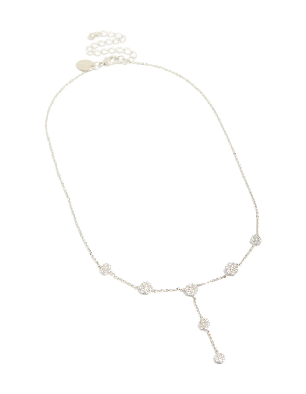 605-silver-cubic-zirconia-mini-floral-y-necklace-4.webp Silver Cubic Zirconia Mini Floral Y Necklace