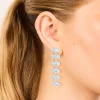 Silver Cubic Zirconia Oval Layered Drop Earrings