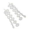 Silver Cubic Zirconia Oval Layered Drop Earrings