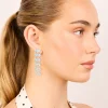 Silver Cubic Zirconia Oval Layered Drop Earrings