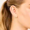 Waterproof Gold Plated Stainless Steel Cubic Zirconia & Double Row Huggie Earrings