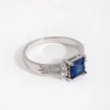 Silver Cubic Zirconia Square Station Double Band Ring