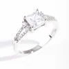 Silver Cubic Zirconia Square Stone Ring