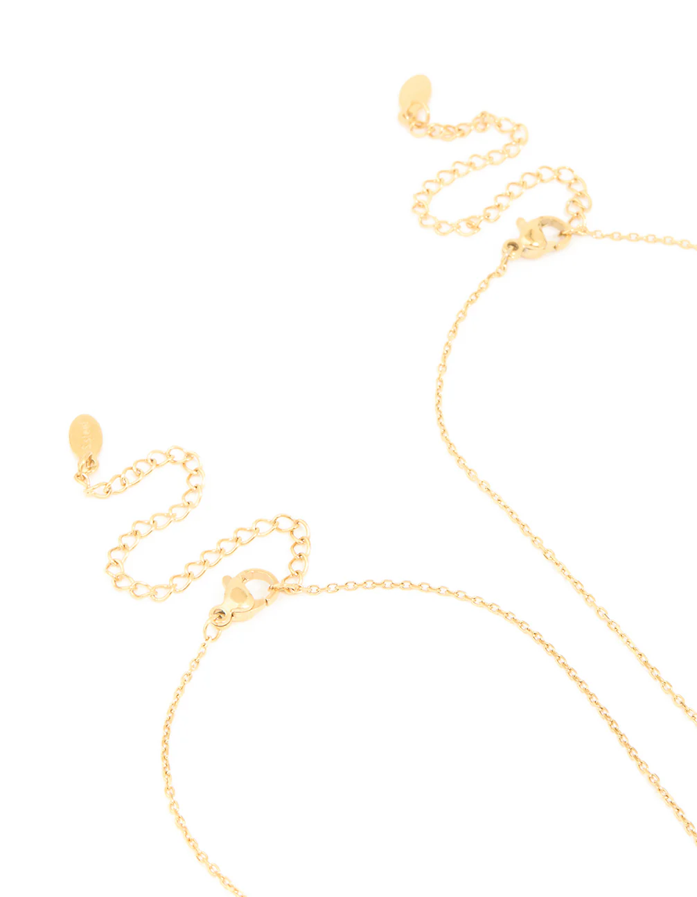 Waterproof Gold Plated Stainless Steel Cubic Zirconia Necklaces 2-Pack