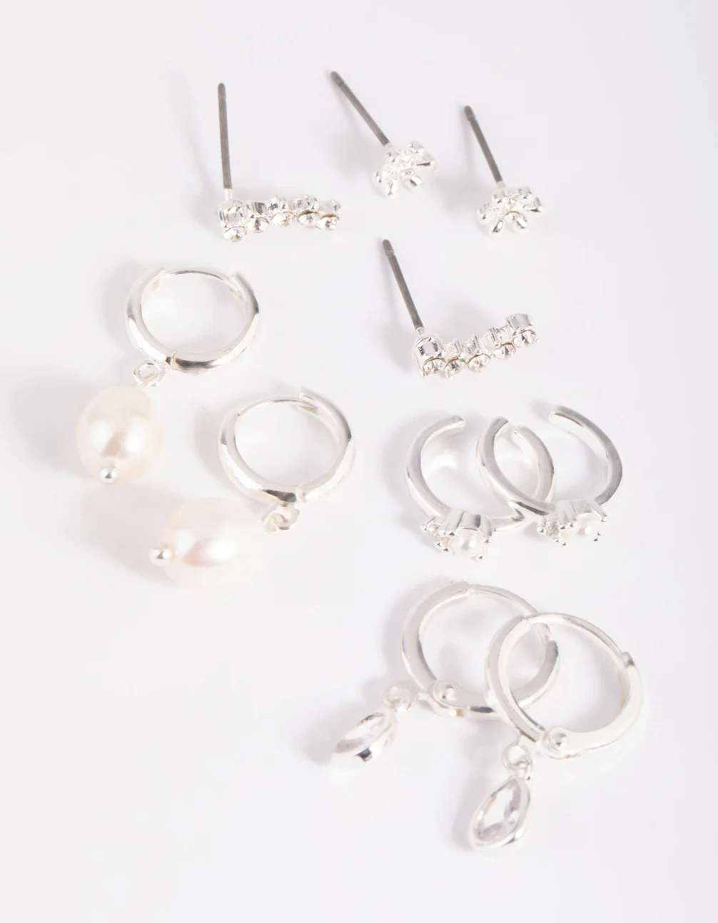625-silver-diamante-freshwater-pearl-huggie-hoop-earrings-1.webp Silver Diamante & Freshwater Pearl Huggie Hoop Earrings