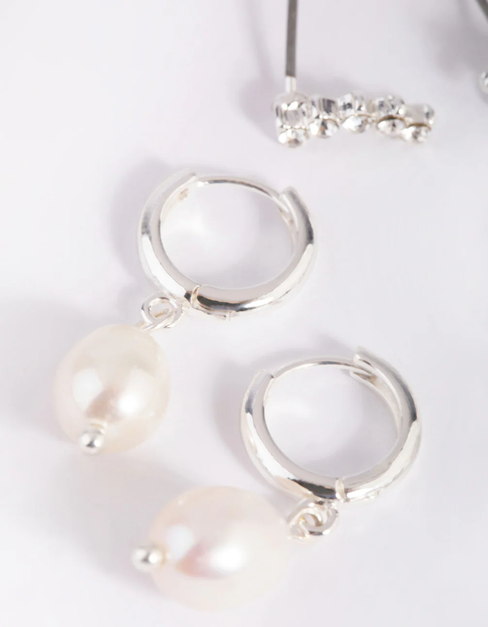 625-silver-diamante-freshwater-pearl-huggie-hoop-earrings-4.webp Silver Diamante & Freshwater Pearl Huggie Hoop Earrings