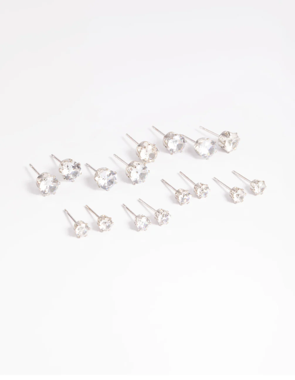 Silver Diamante Classic Stud Earring 8-Pack