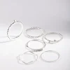 Silver Diamante Mixed Band Ring 6-Pack