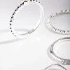 Silver Diamante Mixed Band Ring 6-Pack