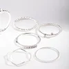Silver Diamante Mixed Band Ring 6-Pack