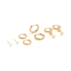 Waterproof Gold Plated Stainless Steel Cubic Zirconia Stud Earrings 4-Pack