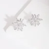 Silver Diamond Simulant Elegant Flower Stud Earring