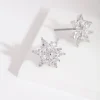 Silver Diamond Simulant Elegant Flower Stud Earring