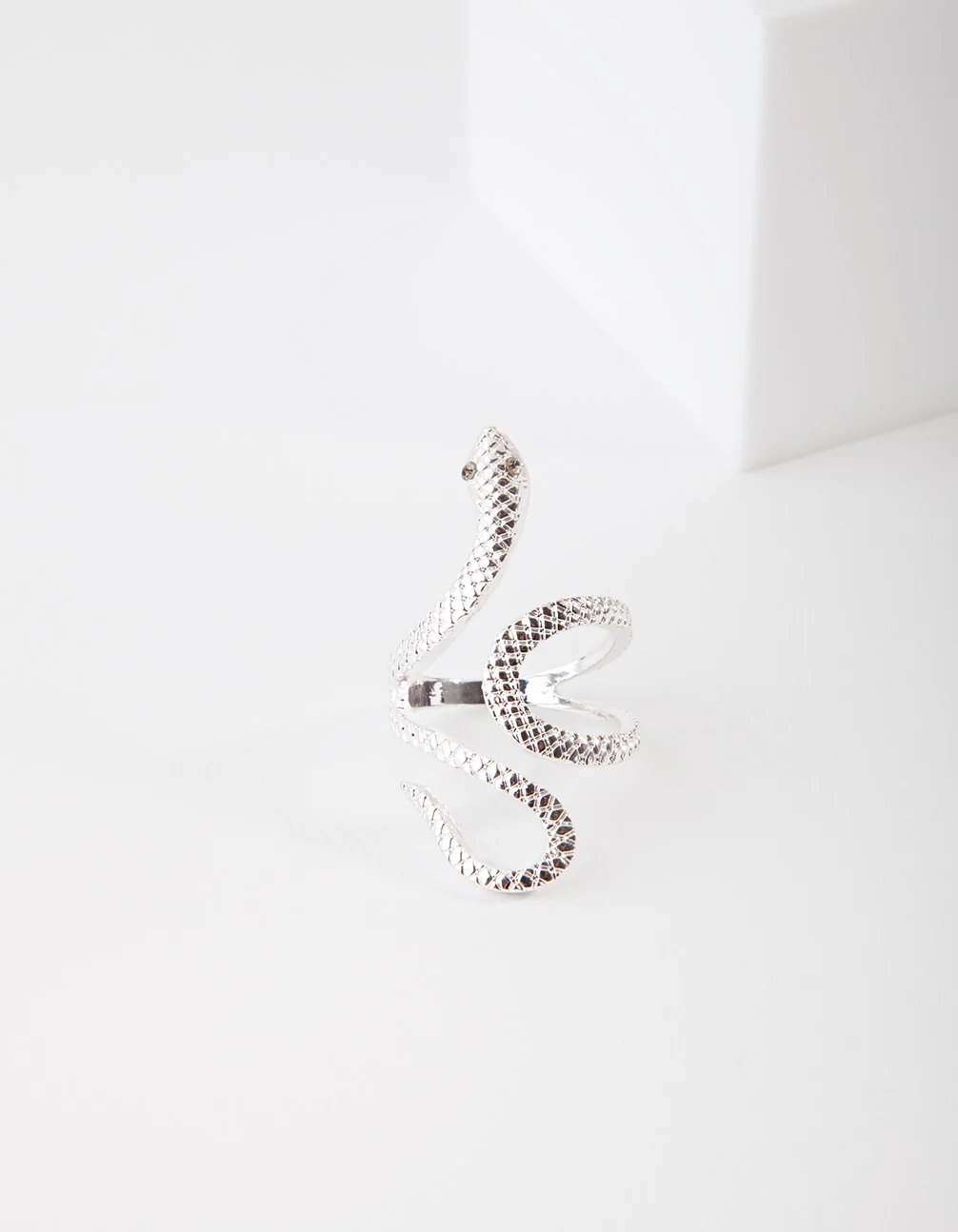 Silver Etched Snake Ring