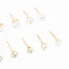 Waterproof Gold Plated Stainless Steel Cubic Zirconia Stud Earrings 6-Pack