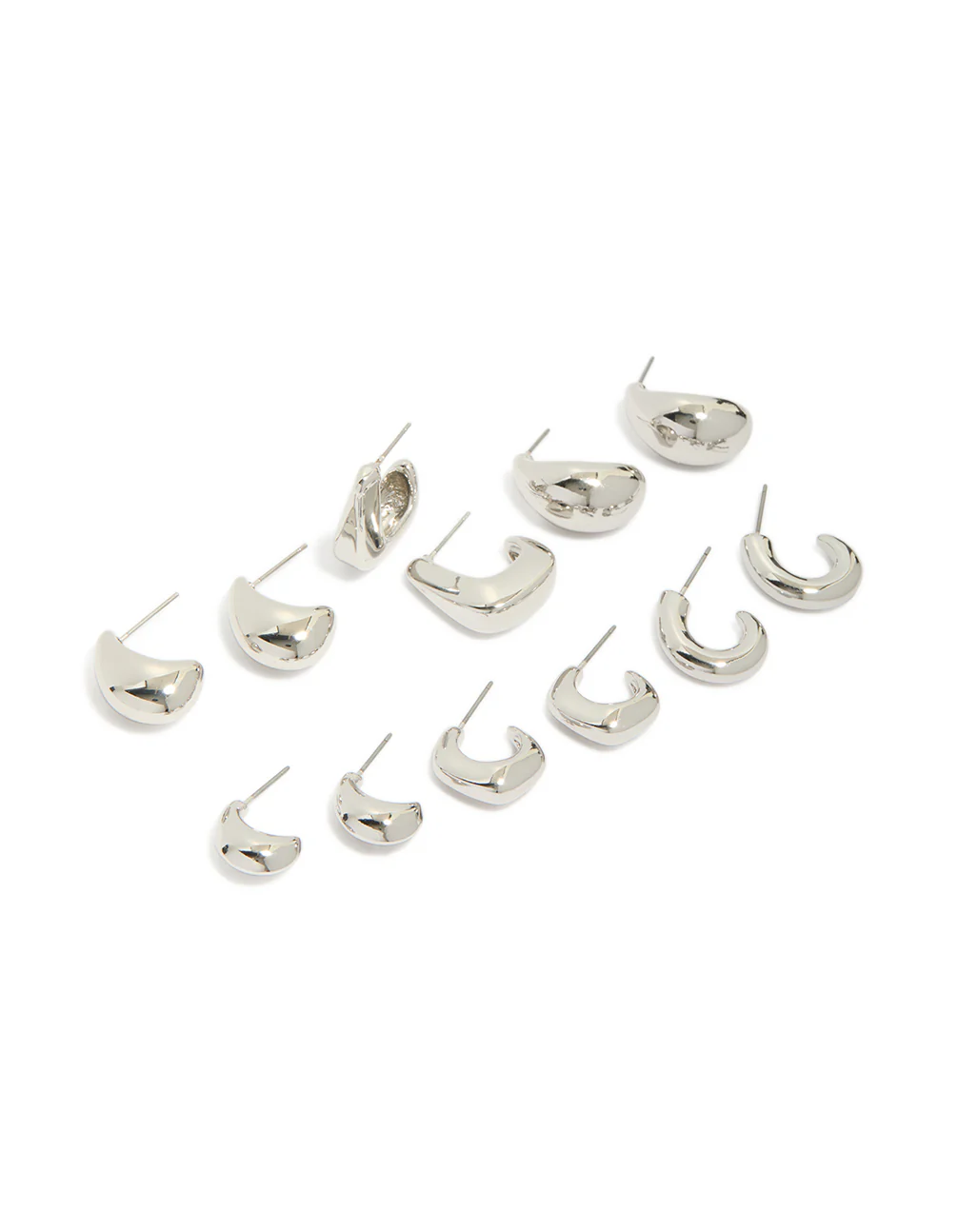 Silver Minimal Hoop Earrings 6-Pack