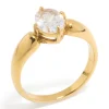 Waterproof Gold Plated Stainless Steel Cubic Zirconia Thick Oval Ring