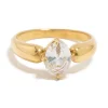 Waterproof Gold Plated Stainless Steel Cubic Zirconia Thick Oval Ring