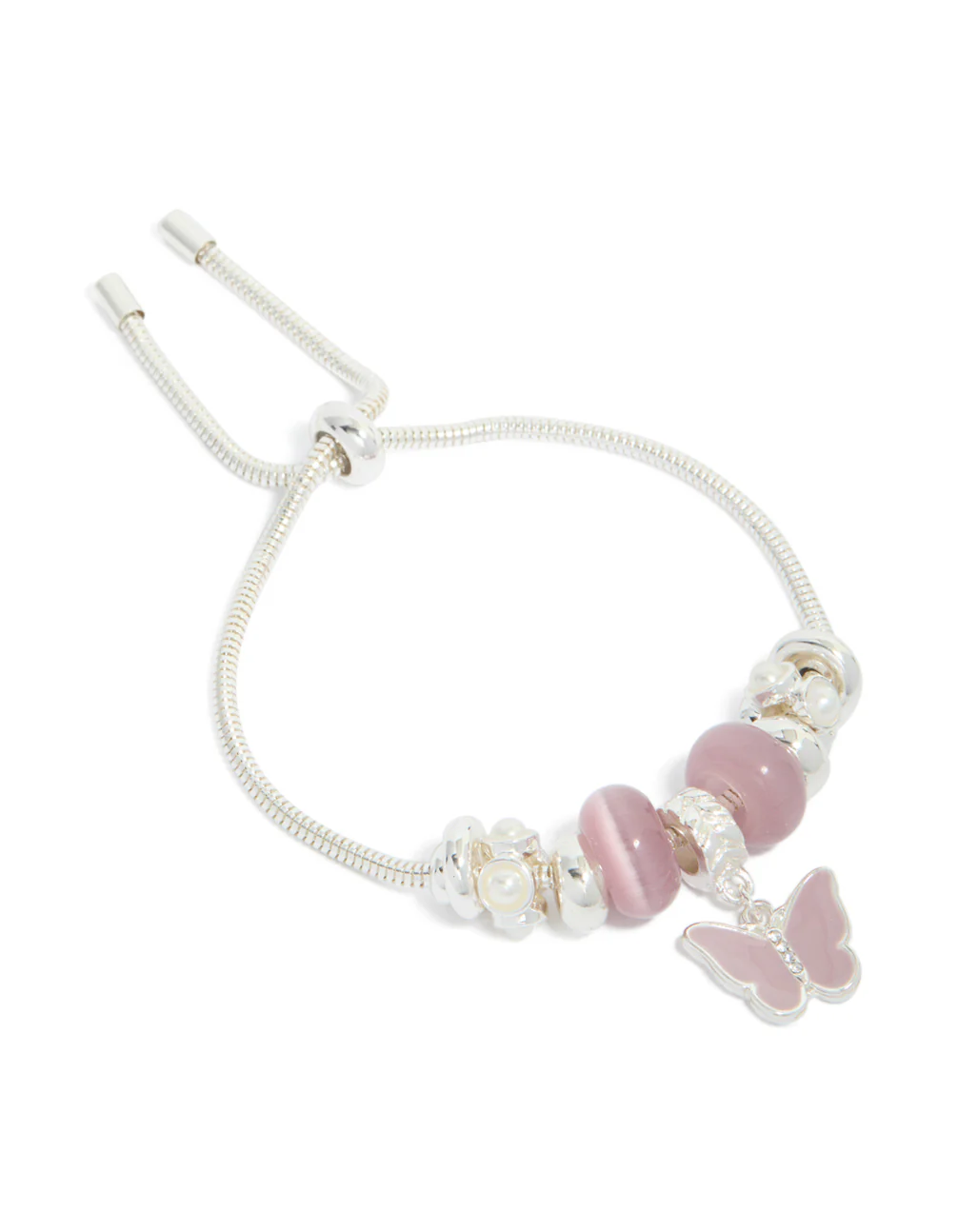 651-silver-pink-bead-butterfly-charm-toggle-bracelet-2.webp Silver Pink Bead & Butterfly Charm Toggle Bracelet