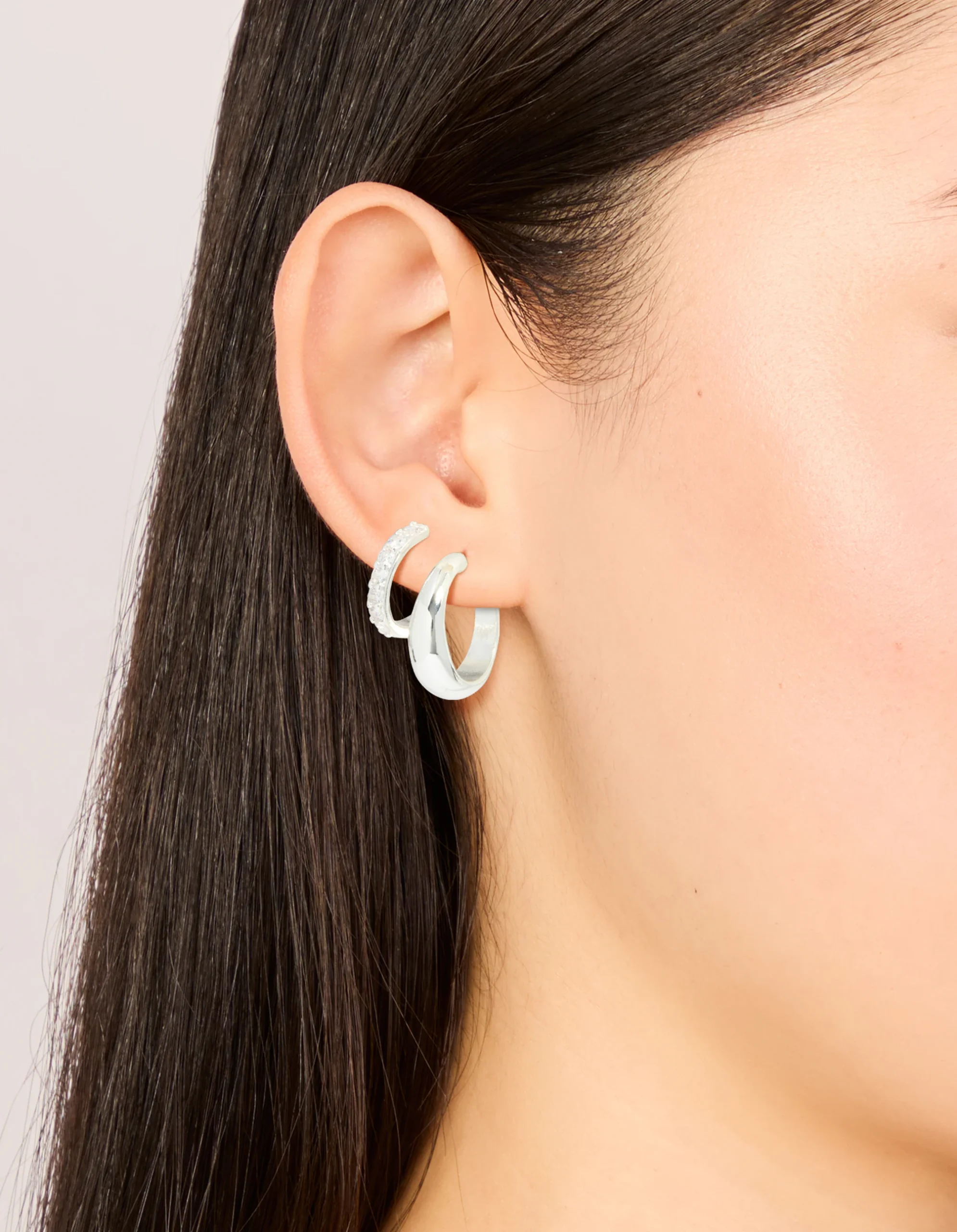 655-silver-plated-cubic-zirconia-smooth-hoop-earrings-2-pack-1.webp Silver Plated Cubic Zirconia & Smooth Hoop Earrings 2-Pack