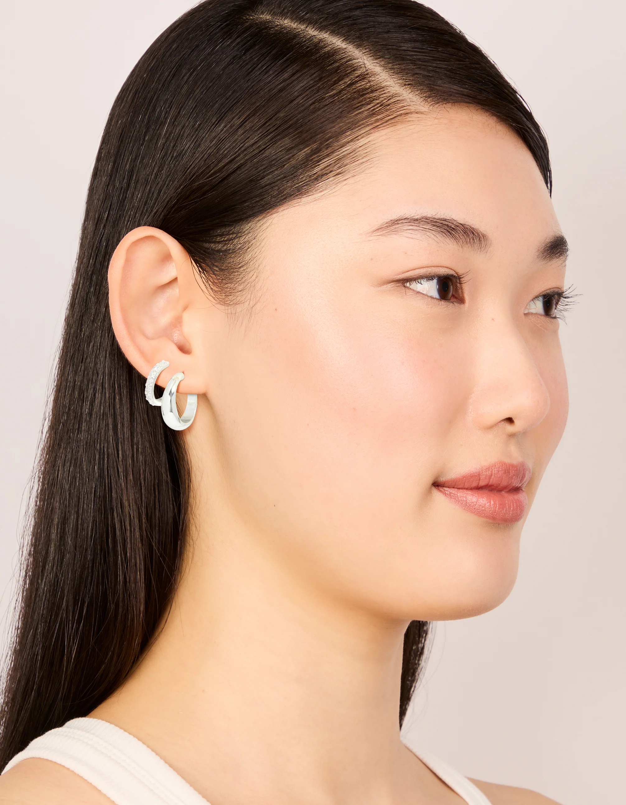 655-silver-plated-cubic-zirconia-smooth-hoop-earrings-2-pack-3.webp Silver Plated Cubic Zirconia & Smooth Hoop Earrings 2-Pack