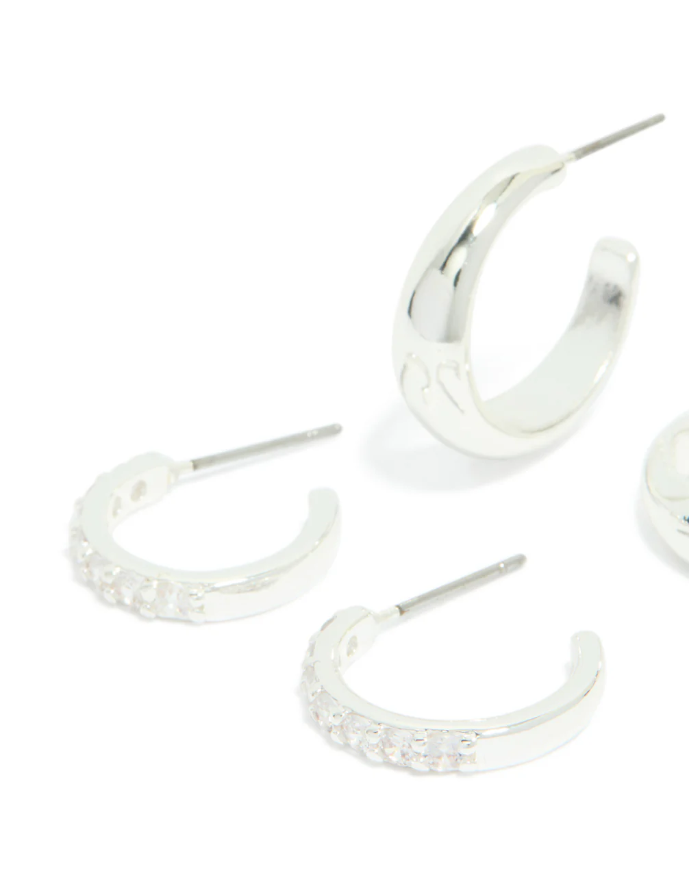 655-silver-plated-cubic-zirconia-smooth-hoop-earrings-2-pack-4.webp Silver Plated Cubic Zirconia & Smooth Hoop Earrings 2-Pack