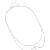 Silver Plated Cubic Zirconia Layered Cross Pendant Necklace