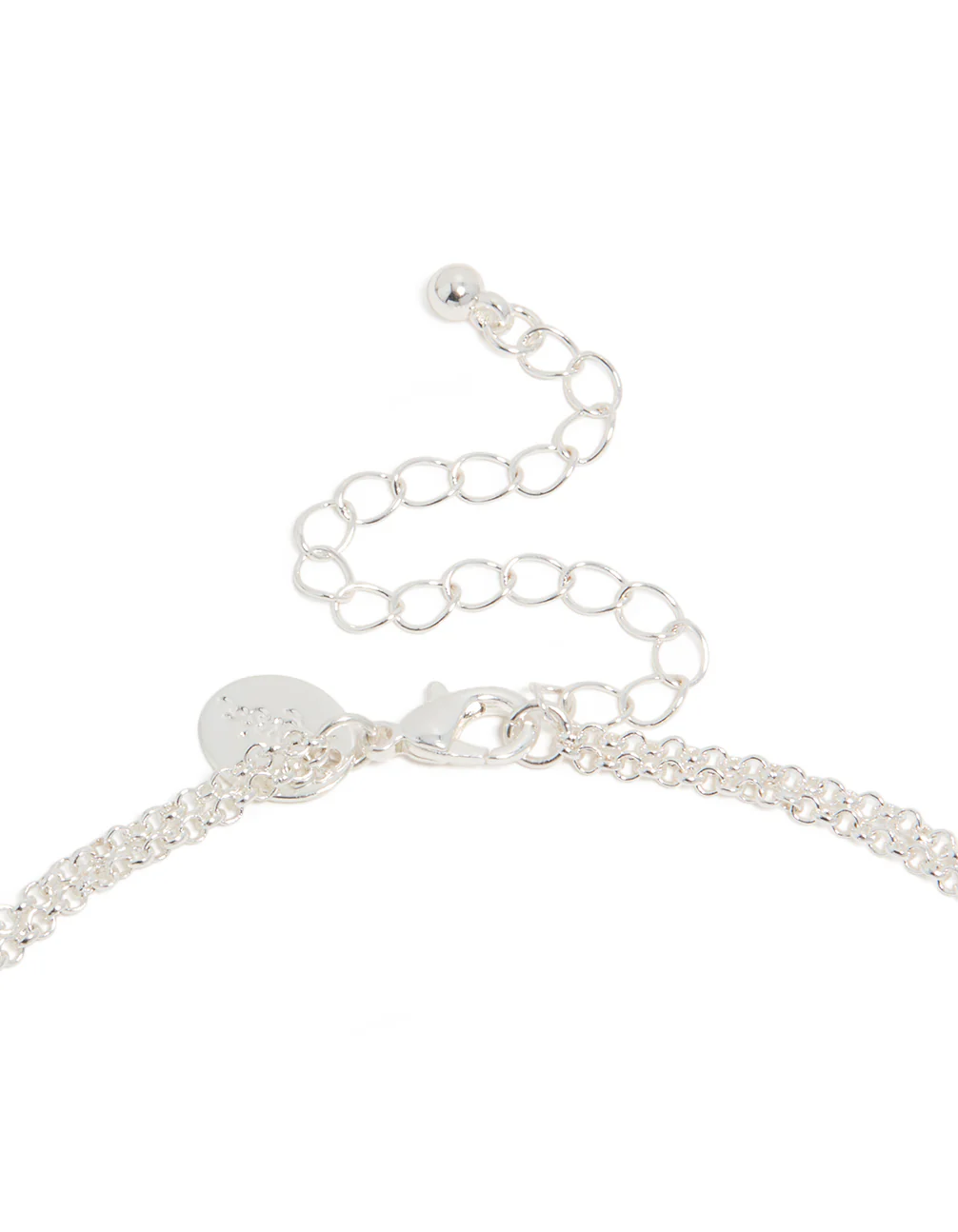 Silver Plated Cubic Zirconia Layered Cross Pendant Necklace