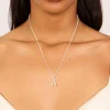 Silver Plated Thin Cubic Zirconia Letter A Necklace