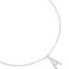 Silver Plated Thin Cubic Zirconia Letter A Necklace