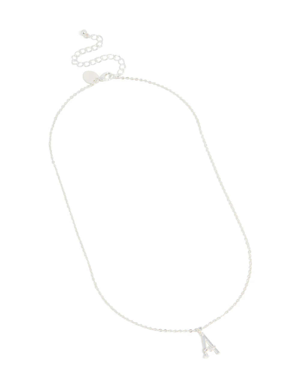 Silver Plated Thin Cubic Zirconia Letter A Necklace