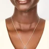 Silver Plated Thin Cubic Zirconia Letter B Necklace