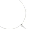 Silver Plated Thin Cubic Zirconia Letter J Necklace