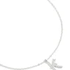 Silver Plated Thin Cubic Zirconia Letter K Necklace
