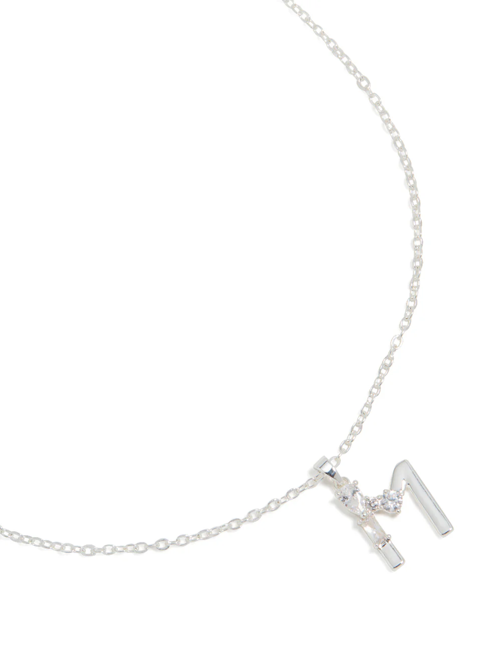 665-silver-plated-thin-cubic-zirconia-letter-m-necklace-2.webp Silver Plated Thin Cubic Zirconia Letter M Necklace
