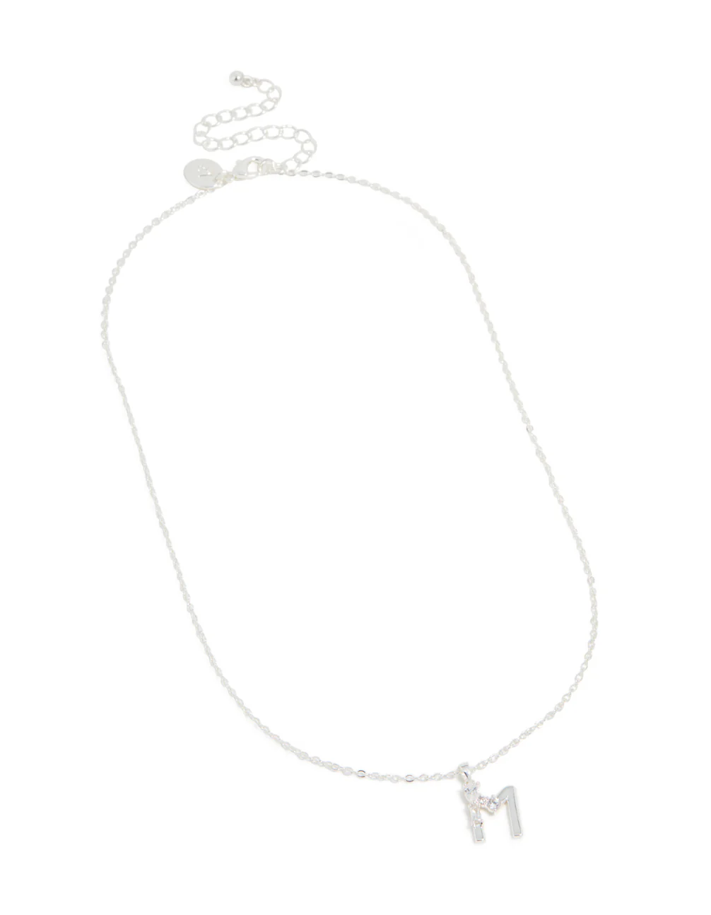 665-silver-plated-thin-cubic-zirconia-letter-m-necklace-4.webp Silver Plated Thin Cubic Zirconia Letter M Necklace