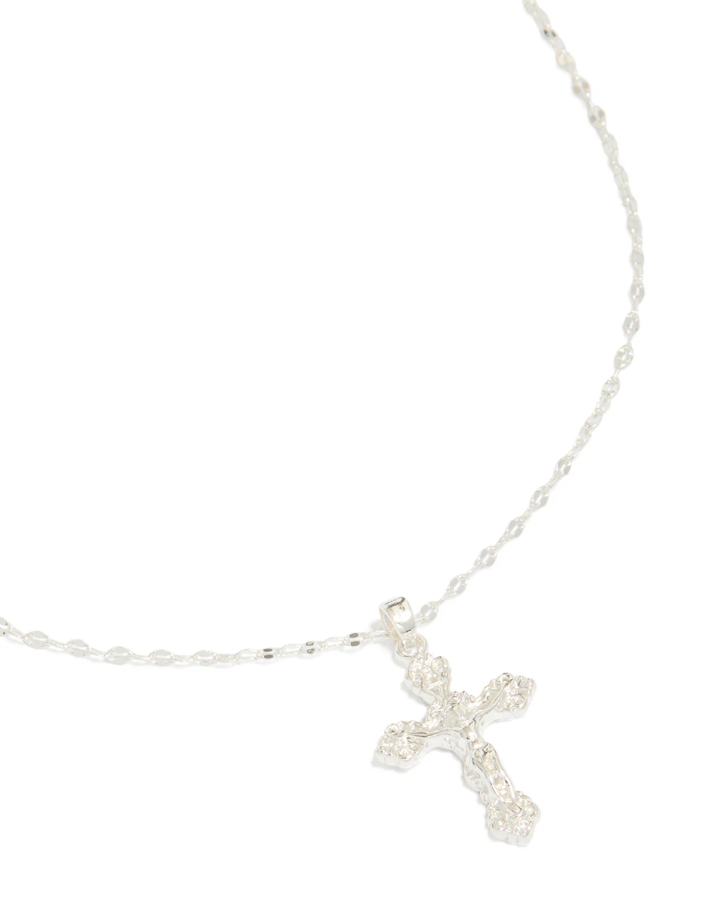 669-silver-plated-vintage-cross-pendant-necklace-2.webp Silver Plated Vintage Cross Pendant Necklace