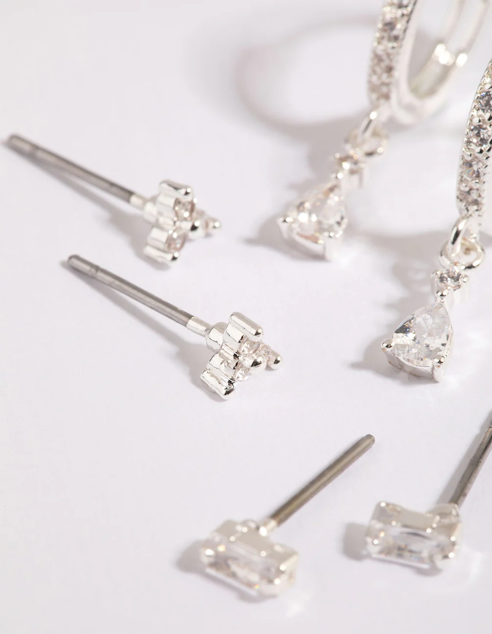 Silver Stack Pack Earrings with Cubic Zirconia