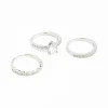 Silver Teardrop Cubic Zirconia Ring Stack