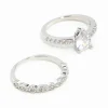 Silver Teardrop Cubic Zirconia Ring Stack