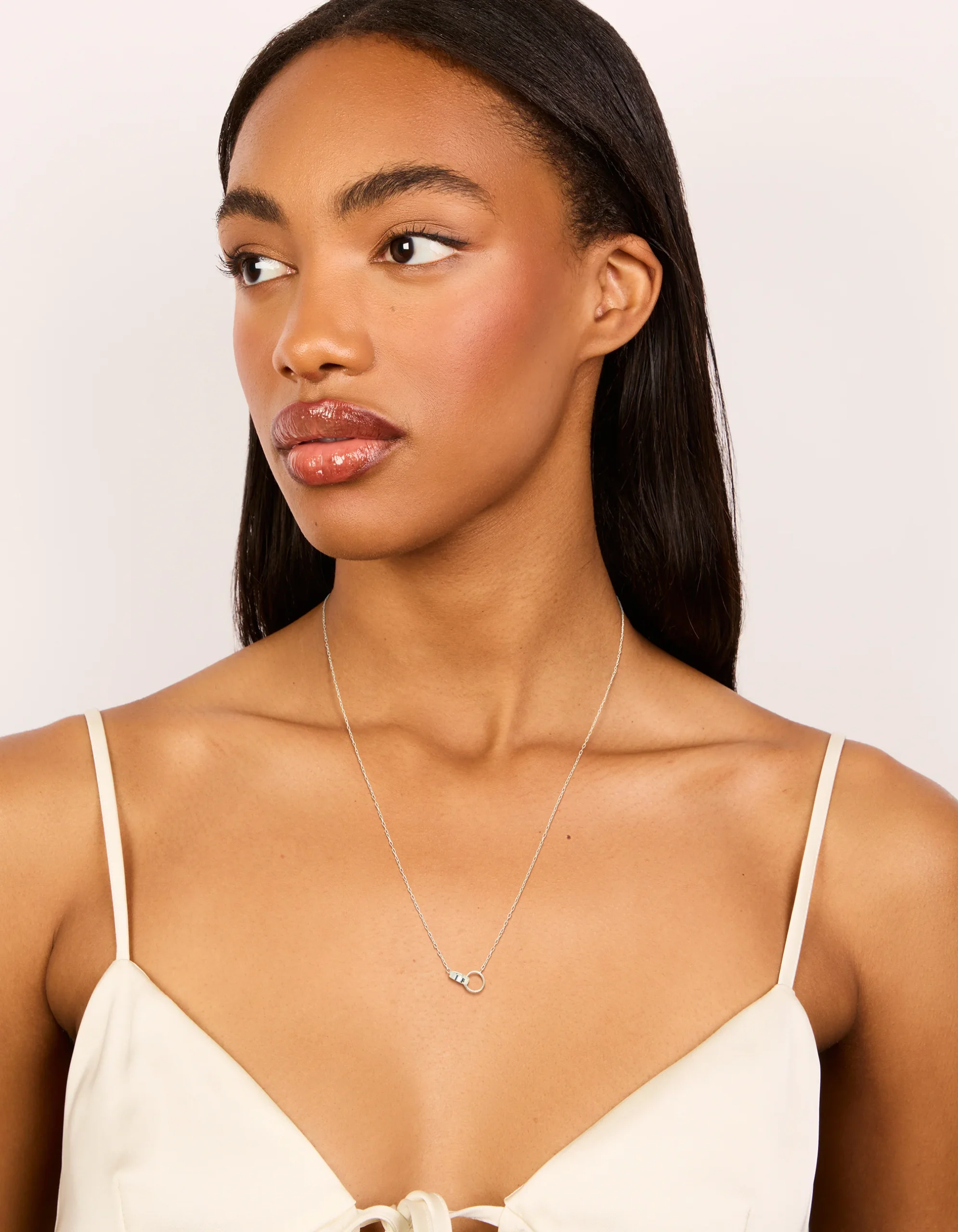 Sterling Silver Interlocked Hoops Pendant Necklace