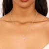 Sterling Silver Pink Enamel Heart Pendant Necklace