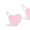 Sterling Silver Pink Enamel Heart Stud Earrings
